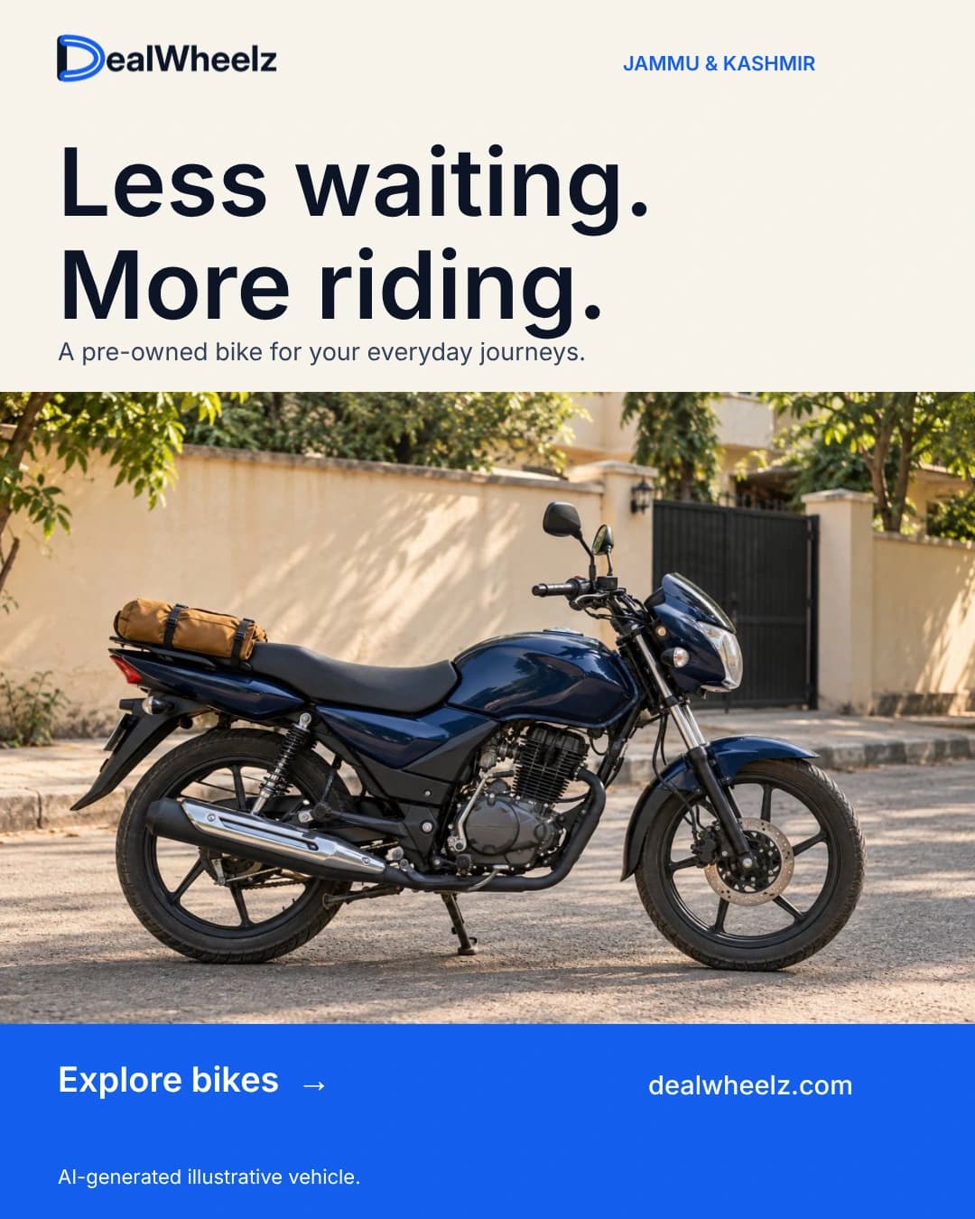 DealWheelz motorcycle advertising creative.